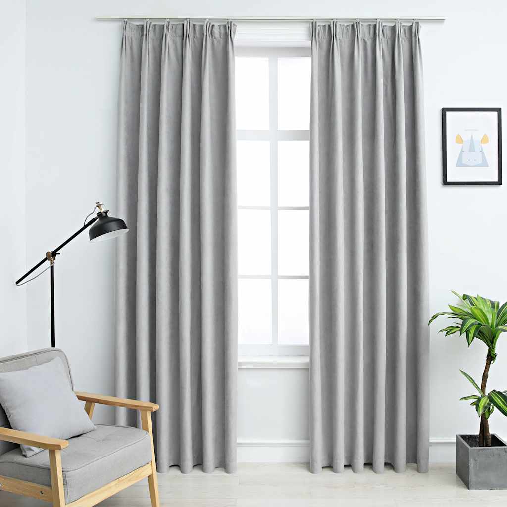 Tende Oscuranti con Ganci 2 pz Grigie 140x245 cm | homemem39