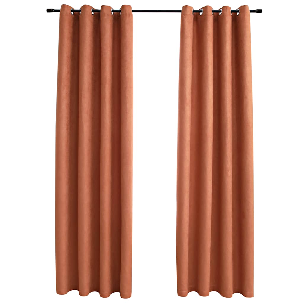 Tende Oscuranti con Anelli in Metallo 2 pz Ruggine 140x175 cm | homemem39