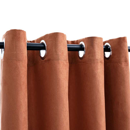Tende Oscuranti con Anelli in Metallo 2 pz Ruggine 140x175 cm | homemem39