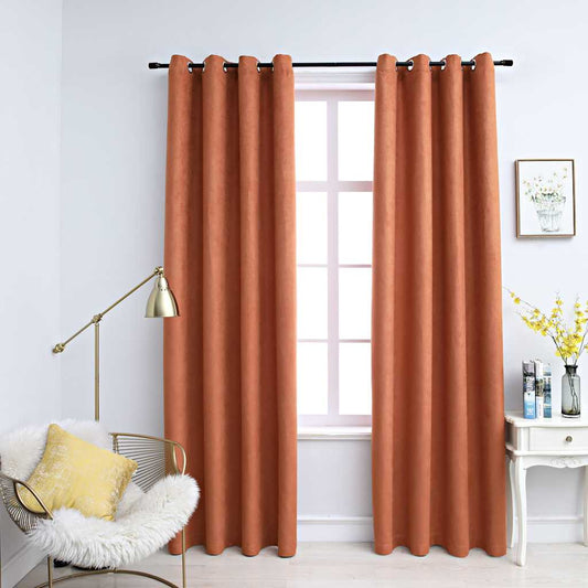 Tende Oscuranti con Anelli in Metallo 2 pz Ruggine 140x175 cm | homemem39