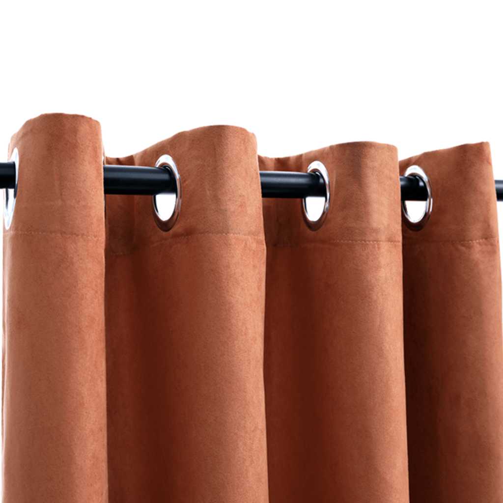 Tende Oscuranti con Anelli in Metallo 2 pz Ruggine 140x225 cm | homemem39