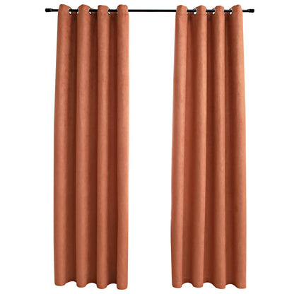 Tende Oscuranti con Anelli in Metallo 2 pz Ruggine 140x245 cm | homemem39