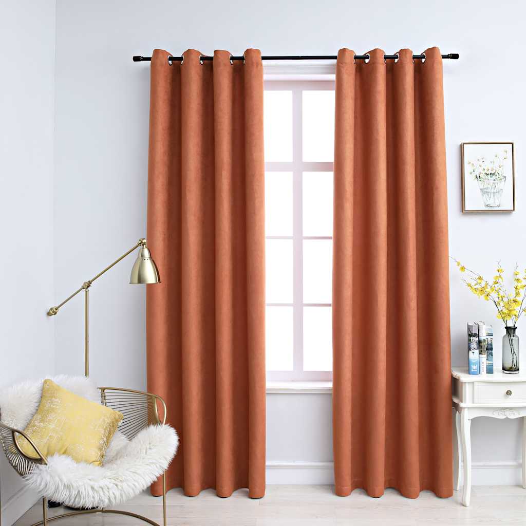 Tende Oscuranti con Anelli in Metallo 2 pz Ruggine 140x245 cm | homemem39