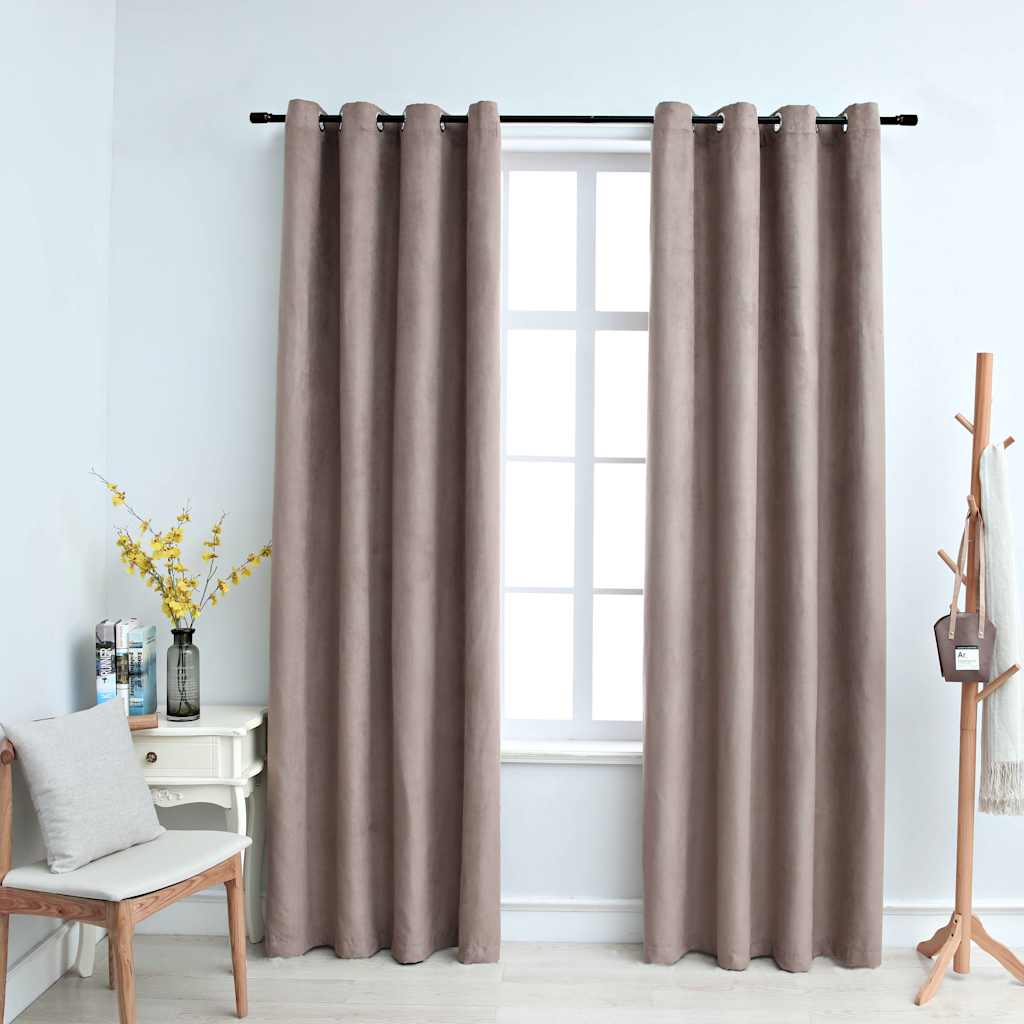 Tende Oscuranti con Anelli Metallo 2 pz Grigio Talpa 140x175 cm | homemem39