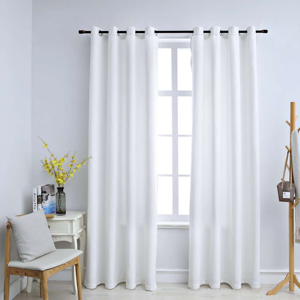 Tende Oscuranti con Anelli in Metallo 2 pz Avorio 140x245 cm | homemem39