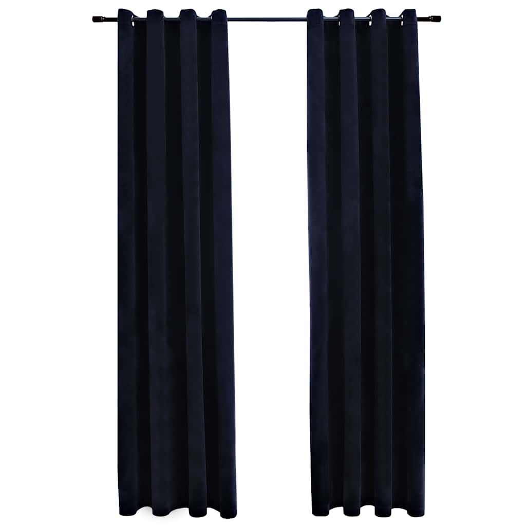 Tende Oscuranti con Anelli 2 pz Nere in Velluto 140x225 cm | homemem39