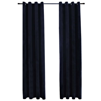 Tende Oscuranti con Anelli 2 pz Nere in Velluto 140x225 cm | homemem39