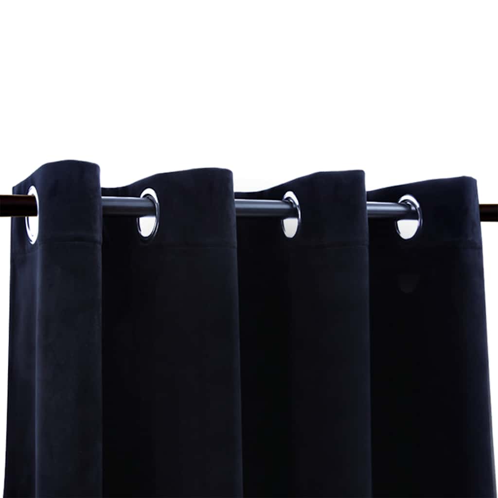 Tende Oscuranti con Anelli 2 pz Nere in Velluto 140x225 cm | homemem39