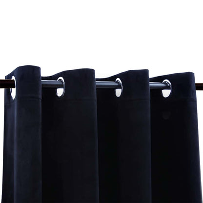 Tende Oscuranti con Anelli 2 pz Nere in Velluto 140x225 cm | homemem39