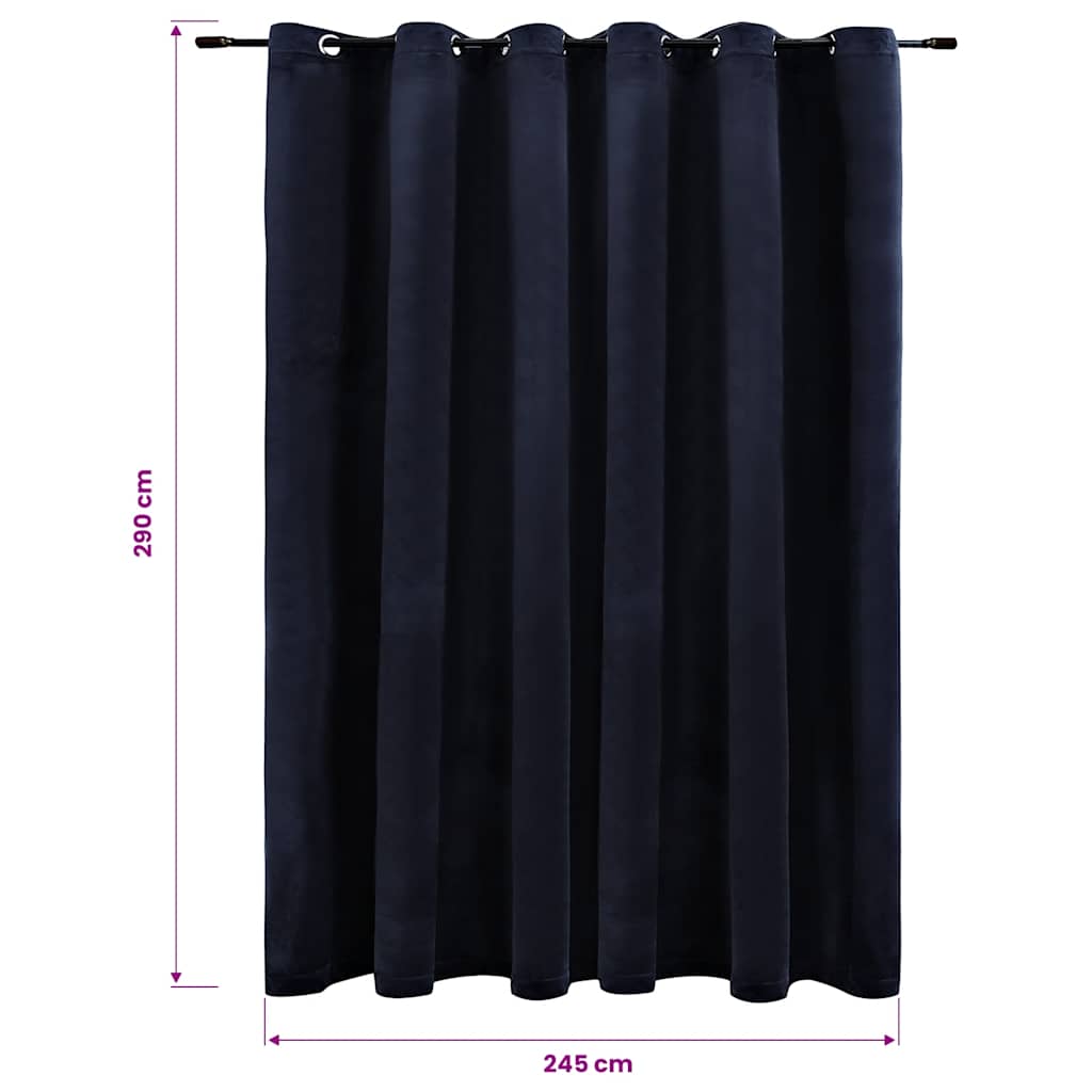 Tenda Oscurante con Anelli in Metallo Velluto Nera 290x245 cm | homemem39