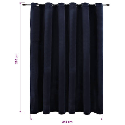 Tenda Oscurante con Anelli in Metallo Velluto Nera 290x245 cm | homemem39