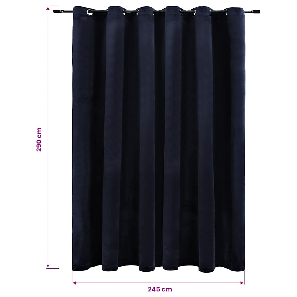 Tenda Oscurante con Anelli in Metallo Velluto Nera 290x245 cm