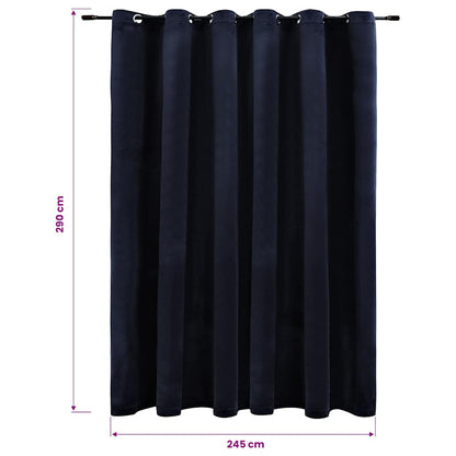 Tenda Oscurante con Anelli in Metallo Velluto Nera 290x245 cm