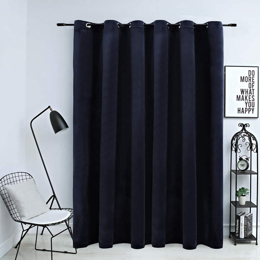 Tenda Oscurante con Anelli in Metallo Velluto Nera 290x245 cm | homemem39