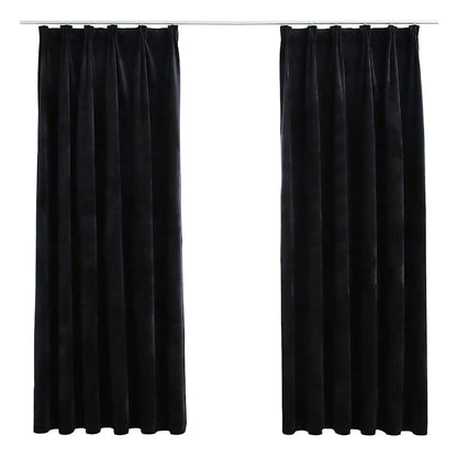 Tende Oscuranti con Ganci 2 pz Nere in Velluto 140x175 cm | homemem39