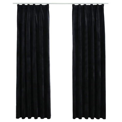 Tende Oscuranti con Ganci 2 pz Nere in Velluto 140x225 cm | homemem39