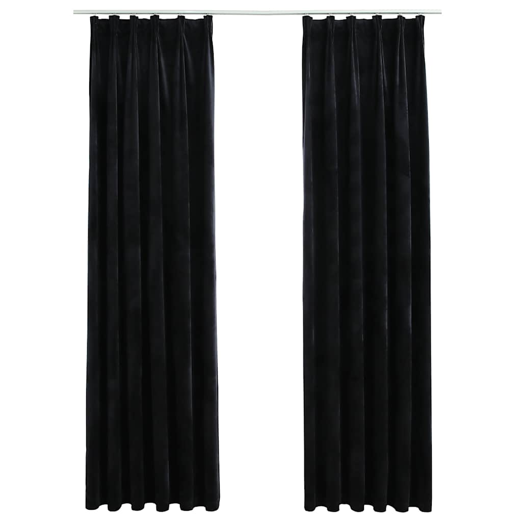 Tende Oscuranti con Ganci 2 pz Nere in Velluto 140x245 cm | homemem39