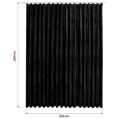 Tenda Oscurante con Ganci Nera in Velluto 290x245 cm | homemem39
