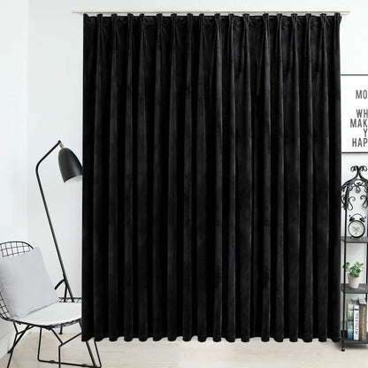Tenda Oscurante con Ganci Nera in Velluto 290x245 cm | homemem39