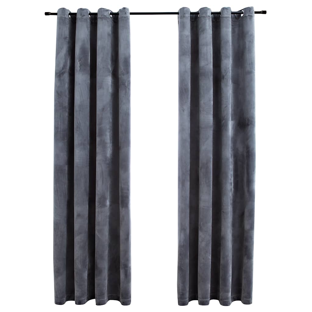 Tende Oscuranti con Anelli 2 pz Antracite in Velluto 140x175 cm | homemem39