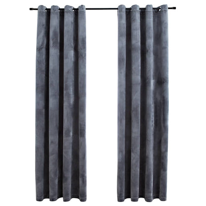Tende Oscuranti con Anelli 2 pz Antracite in Velluto 140x225 cm | homemem39