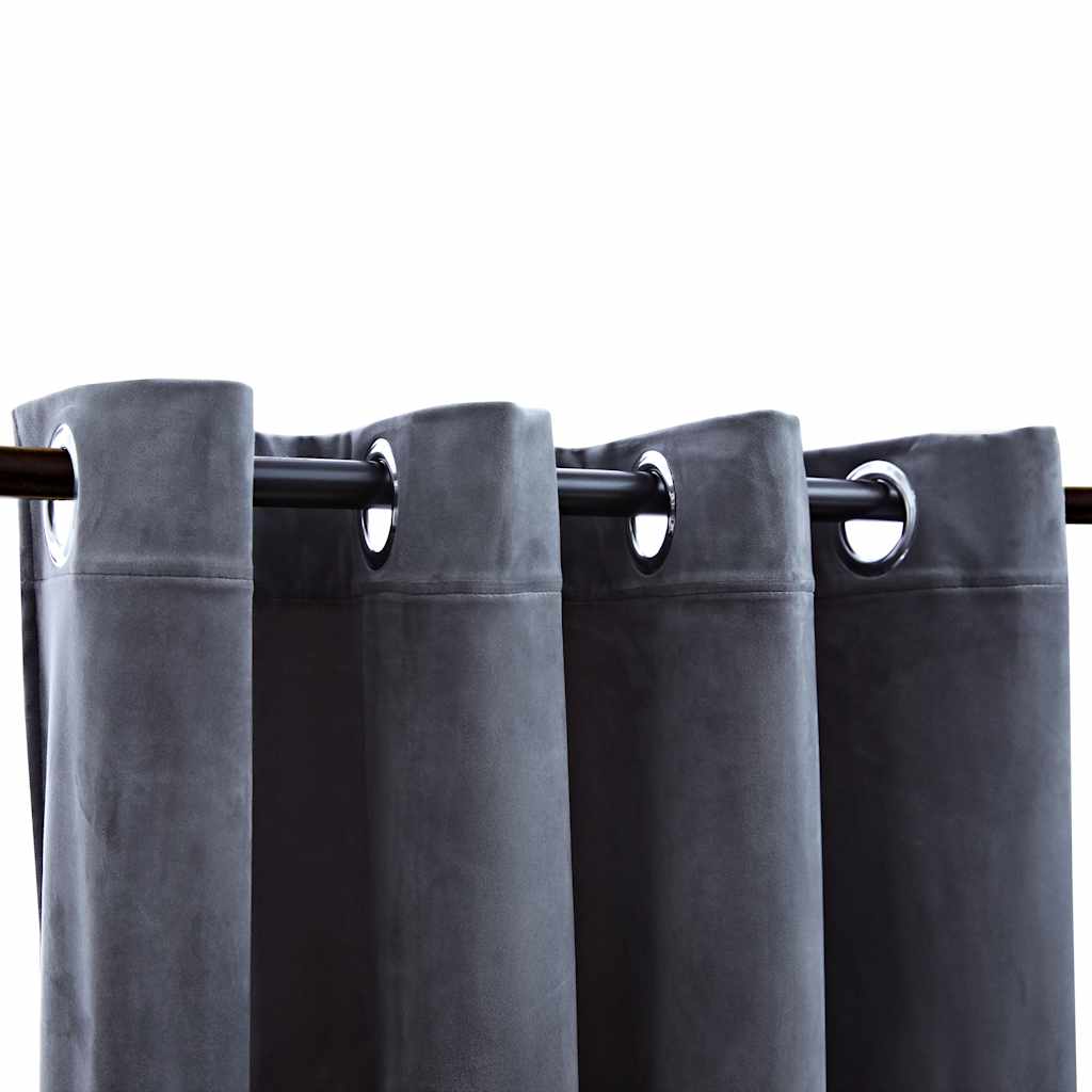 Tende Oscuranti con Anelli 2 pz Antracite in Velluto 140x245 cm | homemem39