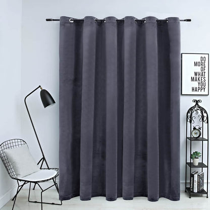 Tenda Oscurante Anelli in Metallo Velluto Antracite 290x245 cm | homemem39