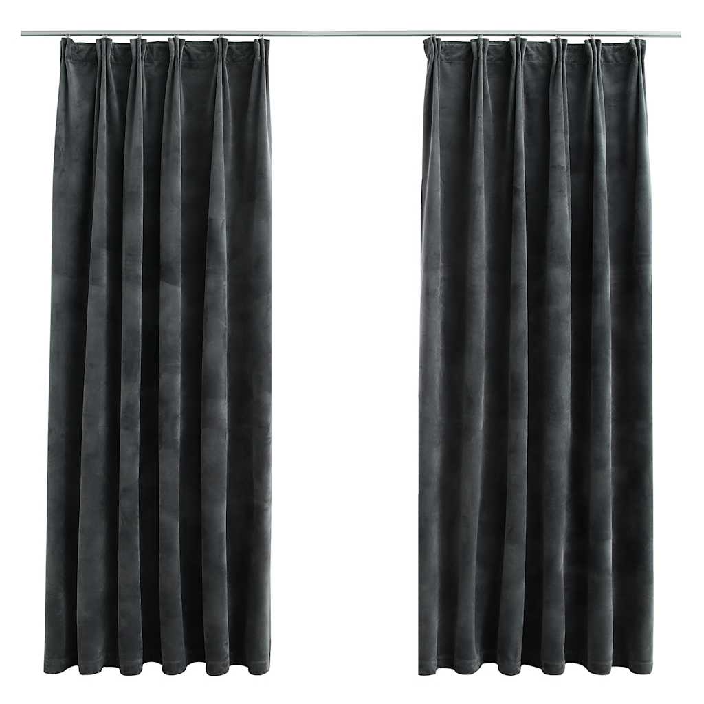 Tende Oscuranti con Ganci 2 pz Antracite in Velluto 140x175 cm | homemem39