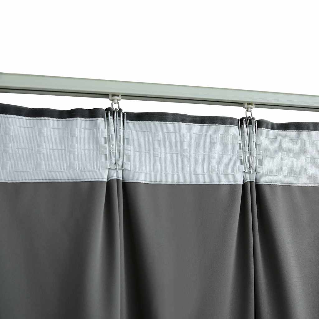 Tende Oscuranti con Ganci 2 pz Antracite in Velluto 140x175 cm