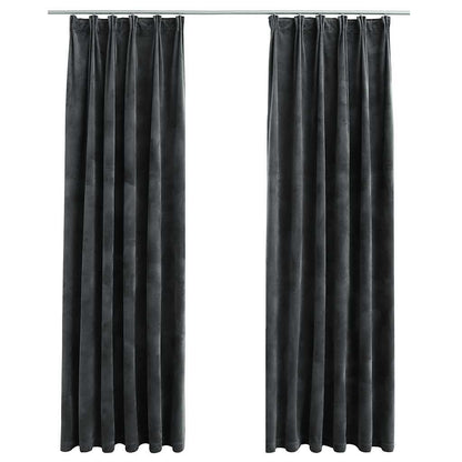 Tende Oscuranti con Ganci 2 pz Antracite in Velluto 140x225 cm | homemem39