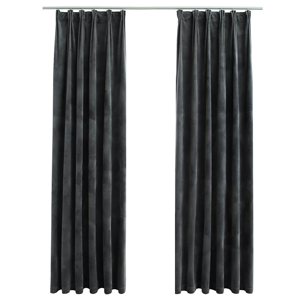Tende Oscuranti con Ganci 2 pz Antracite in Velluto 140x245 cm | homemem39