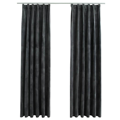 Tende Oscuranti con Ganci 2 pz Antracite in Velluto 140x245 cm | homemem39