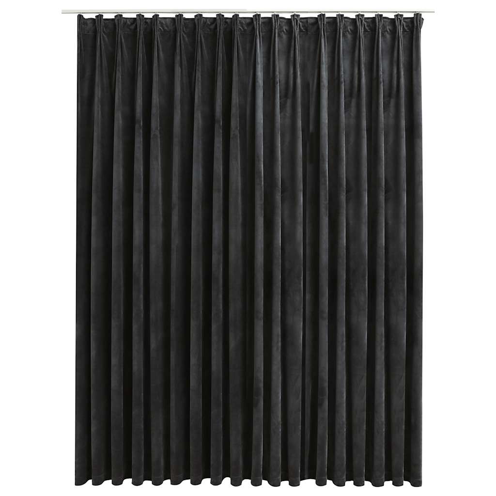 Tenda Oscurante con Ganci in Velluto Antracite 290x245 cm
