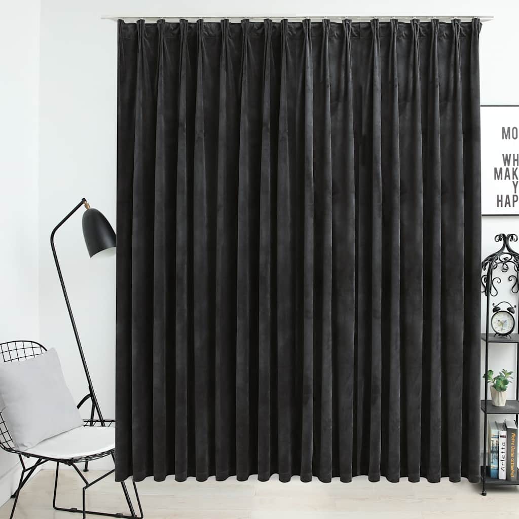 Tenda Oscurante con Ganci in Velluto Antracite 290x245 cm | homemem39