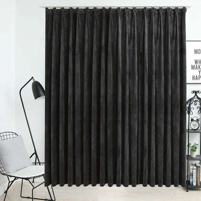Tenda Oscurante con Ganci in Velluto Antracite 290x245 cm | homemem39