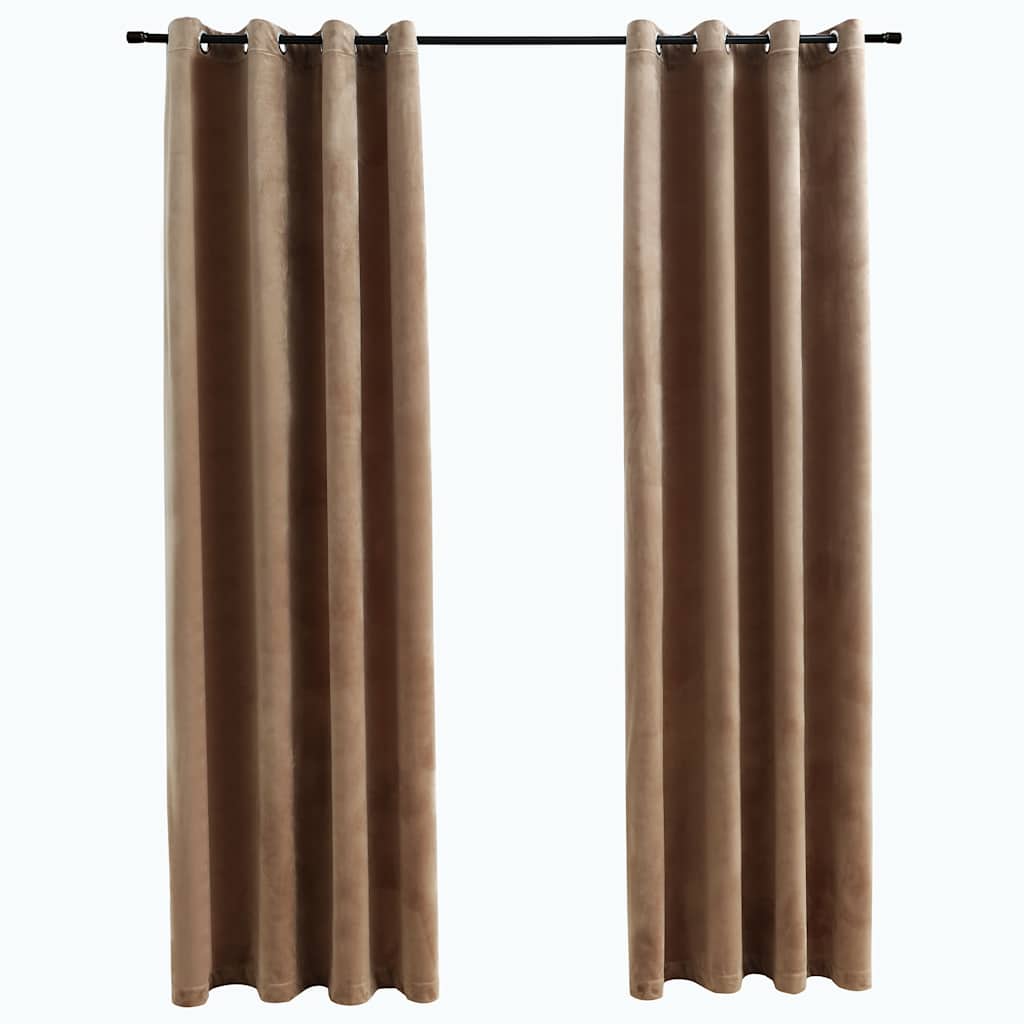 Tende Oscuranti con Anelli 2 pz Beige in Velluto 140x225 cm | homemem39