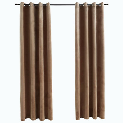 Tende Oscuranti con Anelli 2 pz Beige in Velluto 140x225 cm | homemem39