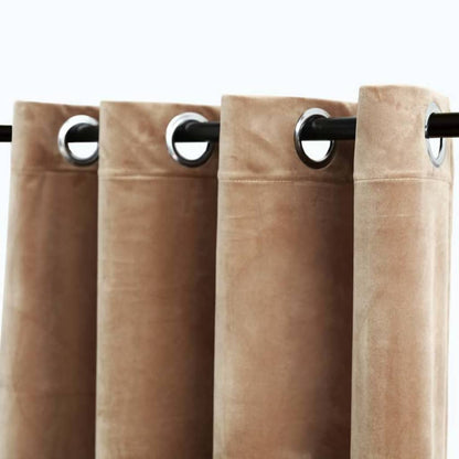 Tende Oscuranti con Anelli 2 pz Beige in Velluto 140x245 cm | homemem39