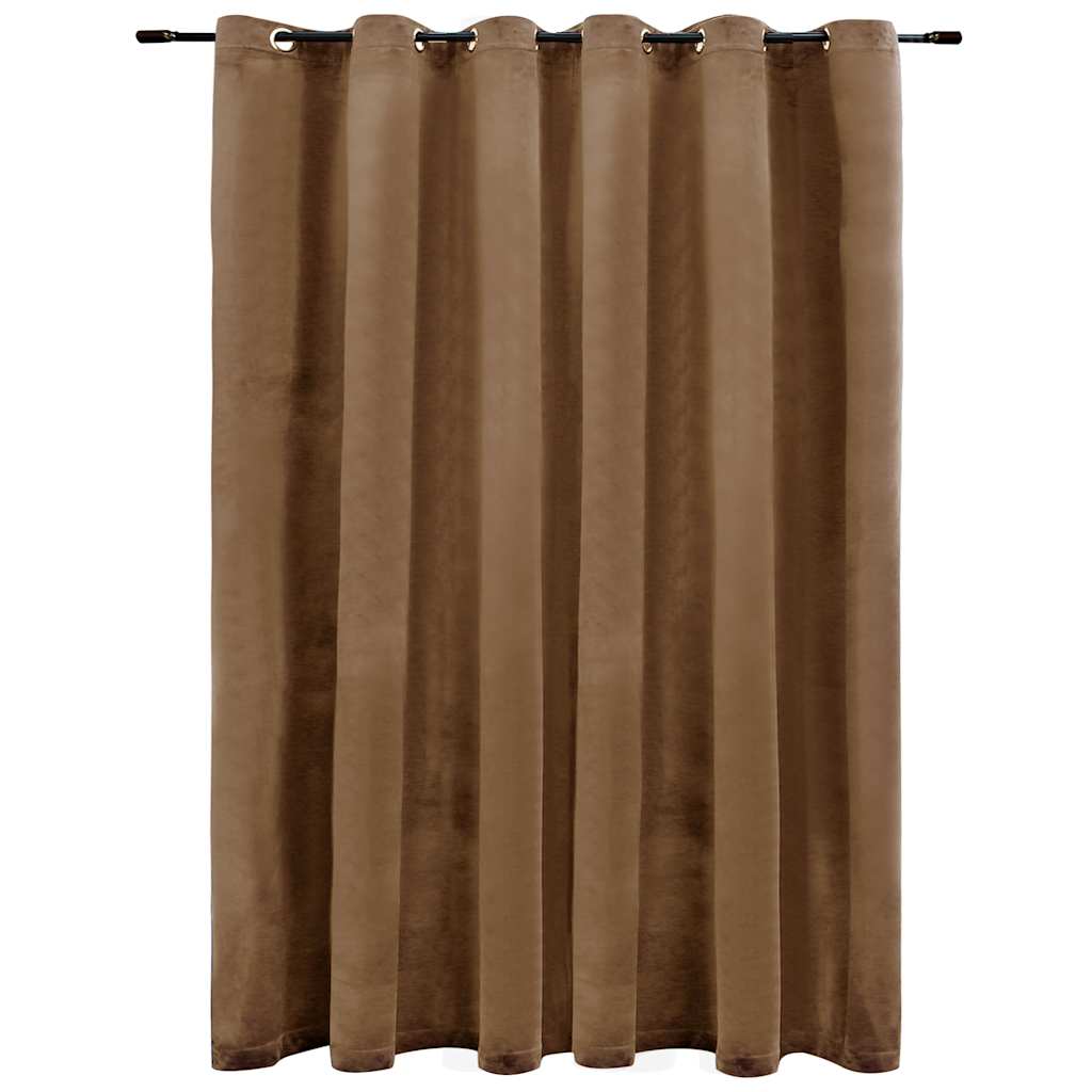 Tenda Oscurante con Anelli in Metallo Velluto Beige 290x245 cm