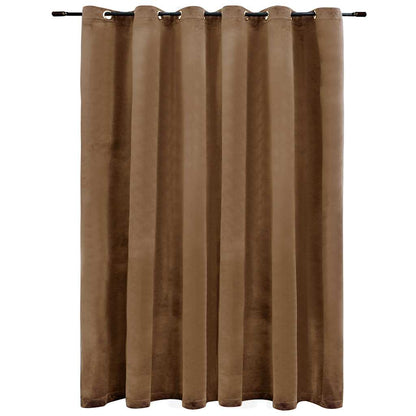 Tenda Oscurante con Anelli in Metallo Velluto Beige 290x245 cm