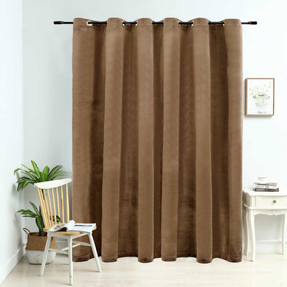 Tenda Oscurante con Anelli in Metallo Velluto Beige 290x245 cm | homemem39