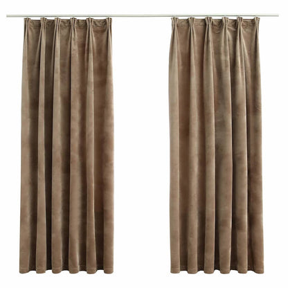 Tende Oscuranti con Ganci 2 pz Beige in Velluto 140x175 cm