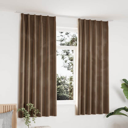 Tende Oscuranti con Ganci 2 pz Beige in Velluto 140x175 cm