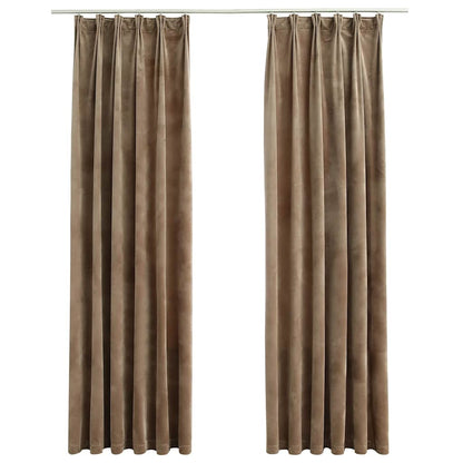 Tende Oscuranti con Ganci 2 pz Beige in Velluto 140x225 cm | homemem39