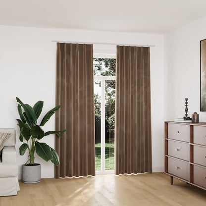 Tende Oscuranti con Ganci 2 pz Beige in Velluto 140x225 cm