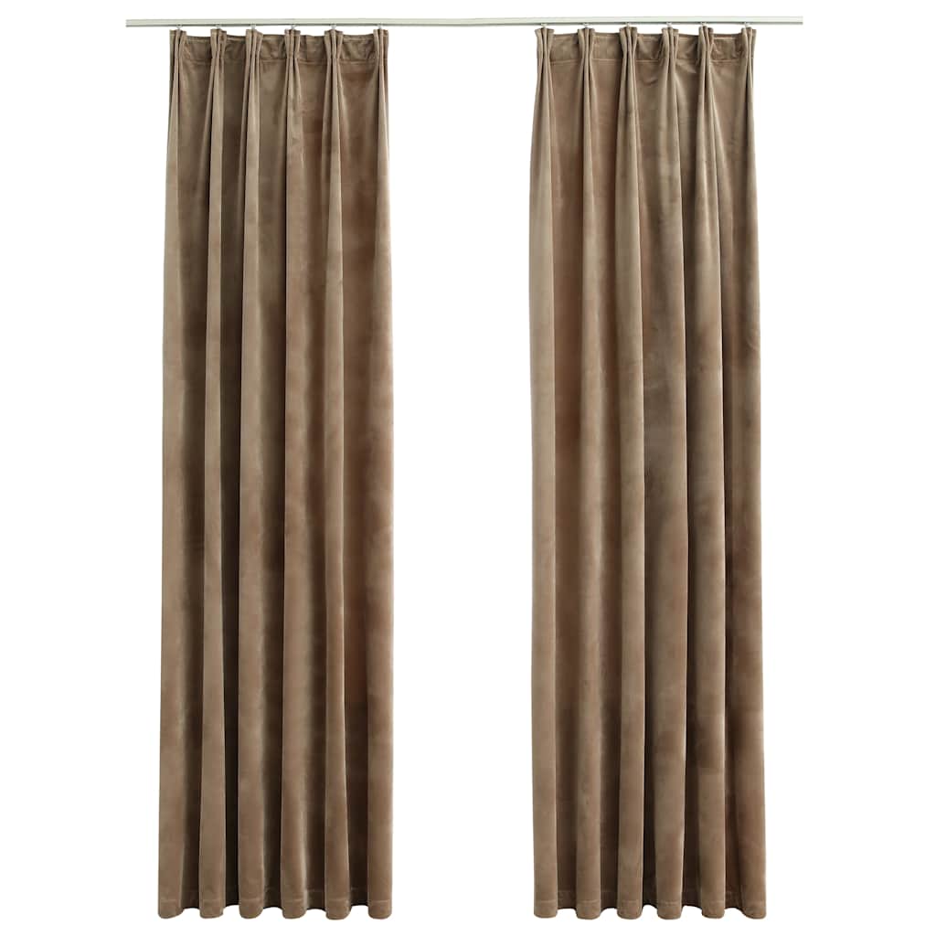 Tende Oscuranti con Ganci 2 pz Beige in Velluto 140x245 cm | homemem39