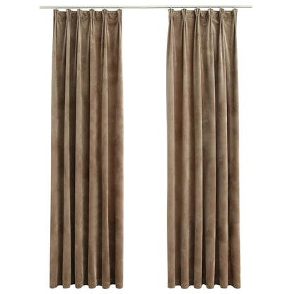 Tende Oscuranti con Ganci 2 pz Beige in Velluto 140x245 cm | homemem39