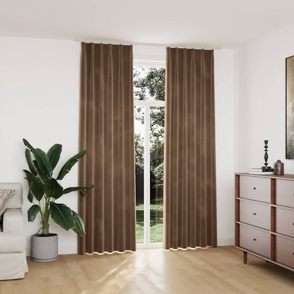 Tende Oscuranti con Ganci 2 pz Beige in Velluto 140x245 cm