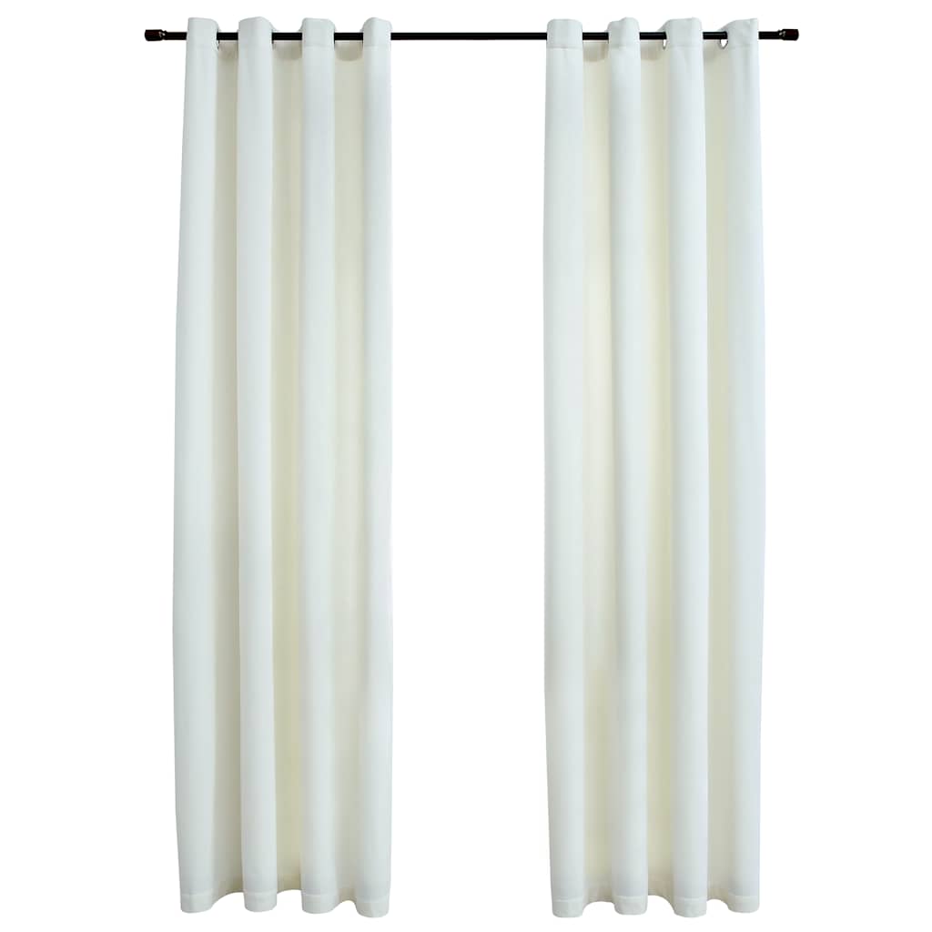 Tende Oscuranti con Anelli 2 pz Crema in Velluto 140x175 cm | homemem39