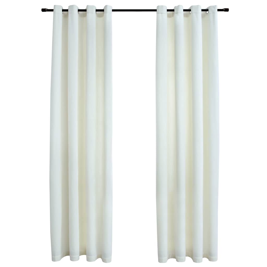 Tende Oscuranti con Anelli 2 pz Crema in Velluto 140x175 cm